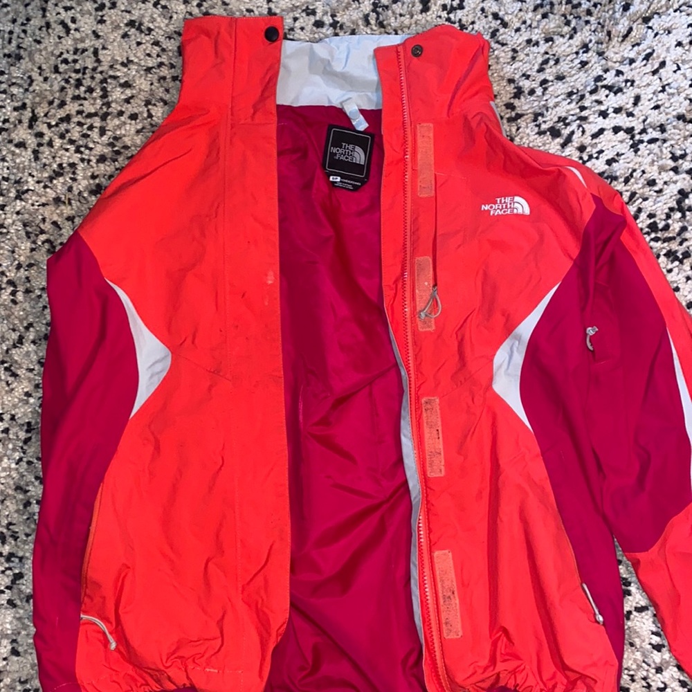 Pink orange north face jacket women’s small